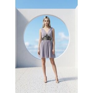 GUESS Lavender Chiffon Cocktail Dress Beaded Sleeveless Party Dress Women small